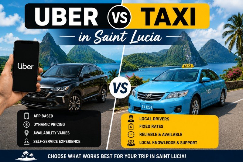 Private taxi transportation in Saint Lucia near the beach