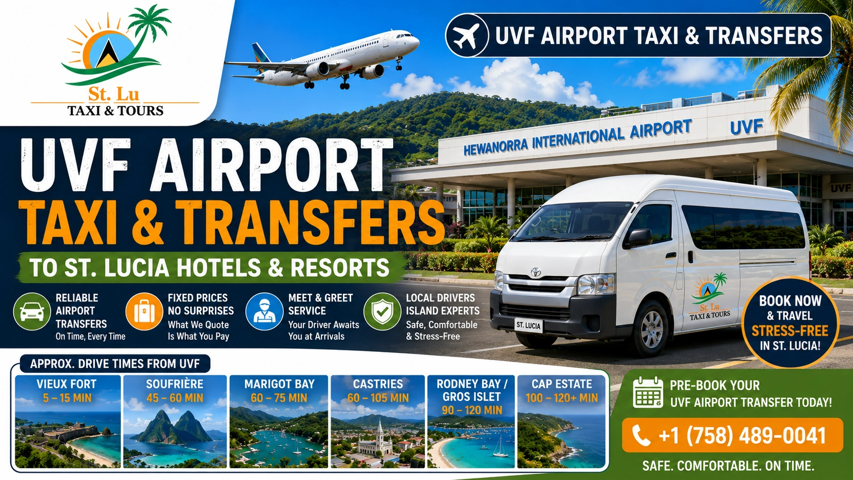 UVF Airport taxi and transfers to St. Lucia hotels and resorts