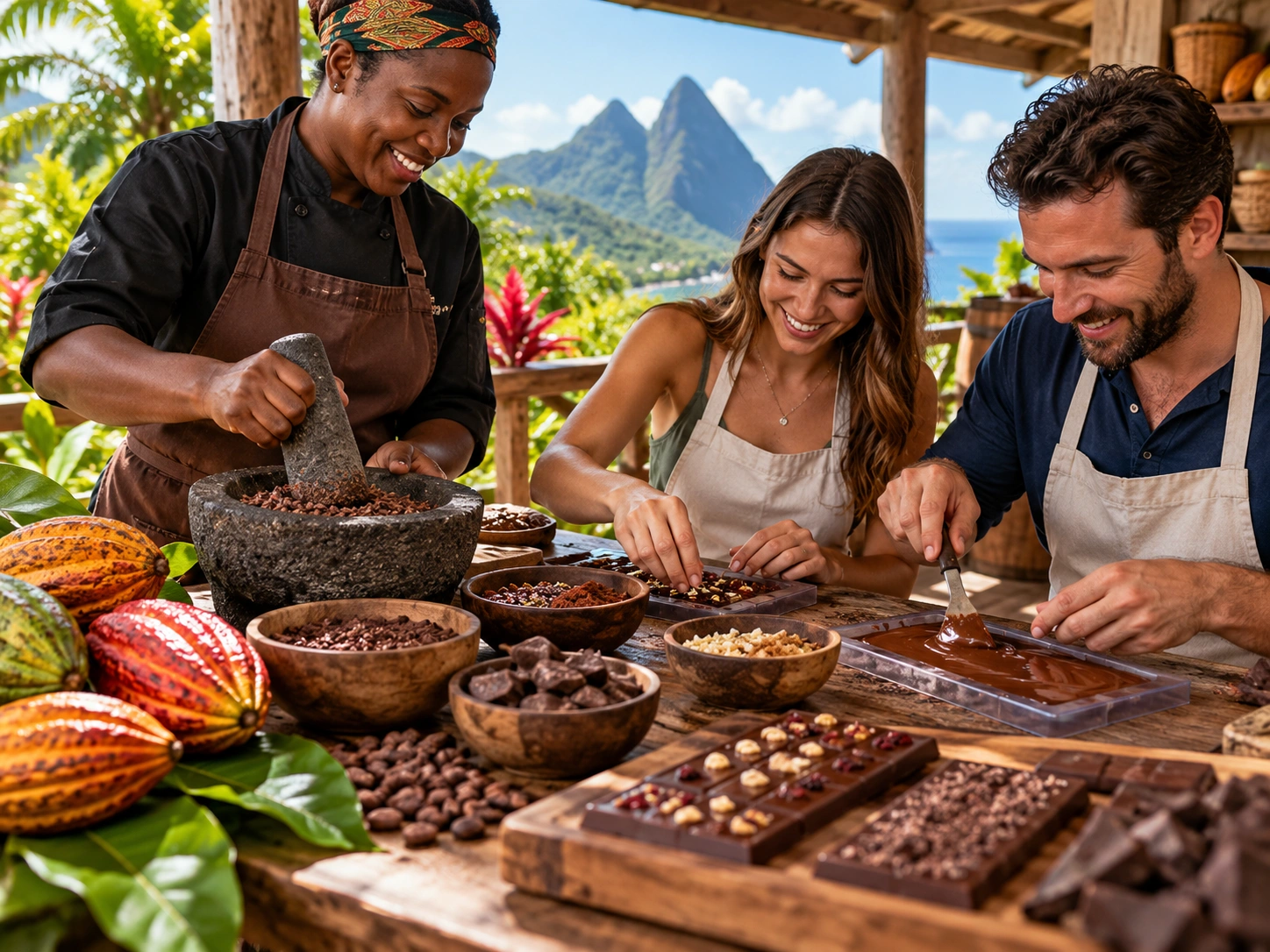 Hands on bean to bar chocolate making workshop in St Lucia
